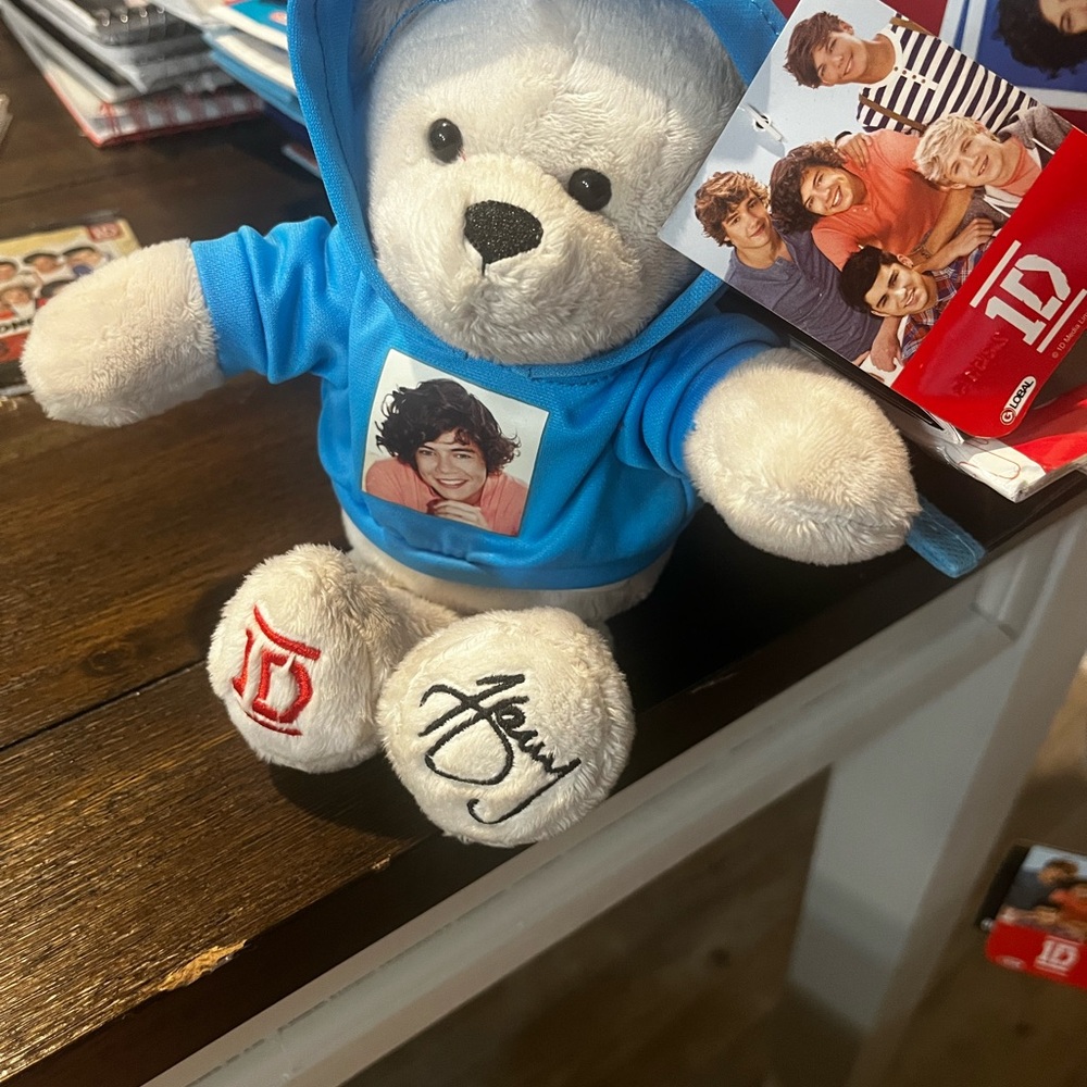 One Direction Harry Styles Blue Hoodie Teddy Bear with Signature